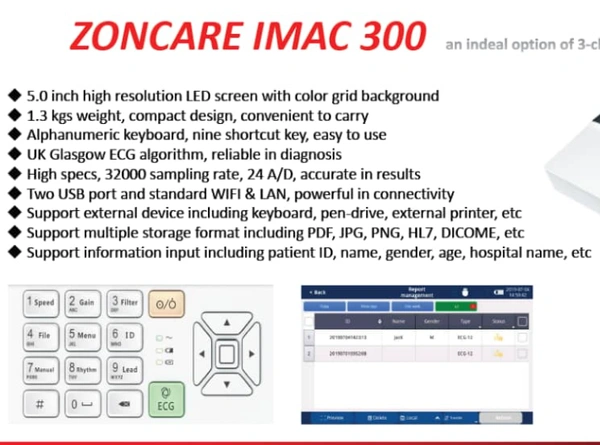 Zoncare 3 Channel ECG Machine 